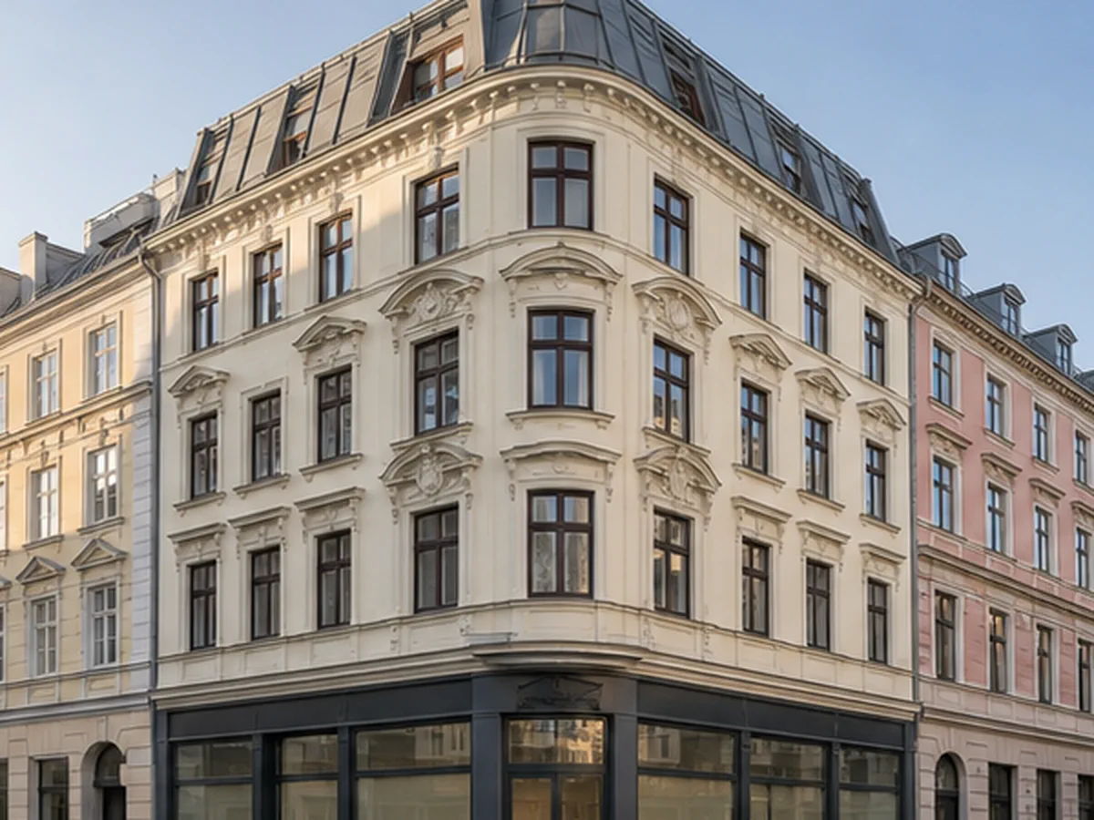 Geschäftshaus mit Erdgeschossfläche in einer Fußgängerzone